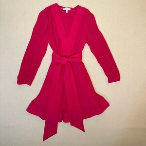 Milly Liv Pleated Mini Dress in Bright Pink Size 8